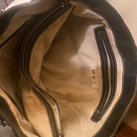 NINE WEST  BLACK LEATHER SHOULDER BAG - Picture 3 of 6